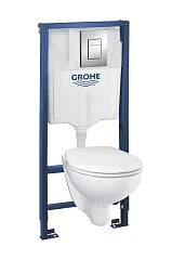 Комплект инсталляции Grohe Solido Compact 39586000 клавиша смыва глянцевый хром Комплект инсталляции Grohe Solido Compact 39586000 клавиша смыва глянцевый хром