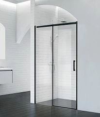 Душевая дверь в нишу BelBagno ACQUA-BF-1-120-C-NERO 120*210 L/R профиль черный с поддоном 120*80*15 без сифона