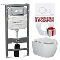 Комплект инсталляции Ceramicanova Envision, унитаз Play Rimless, клавиша смыва Round белая