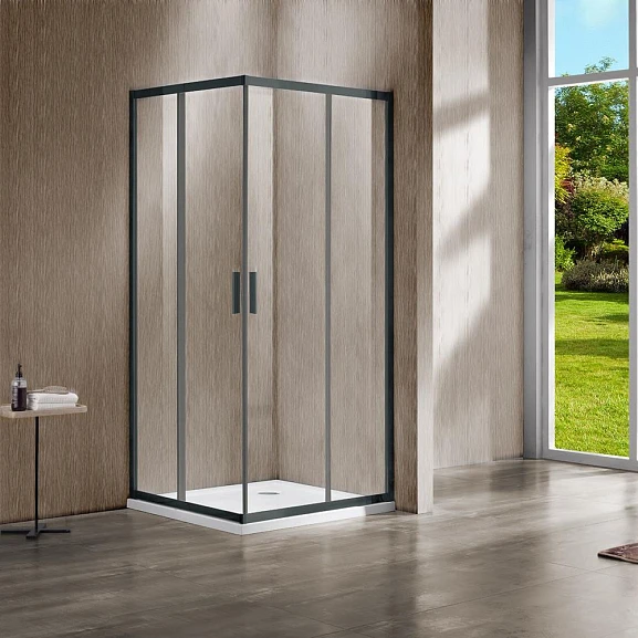 Душевой уголок Vincea Garda 100*80*190 профиль вороненая сталь без поддона