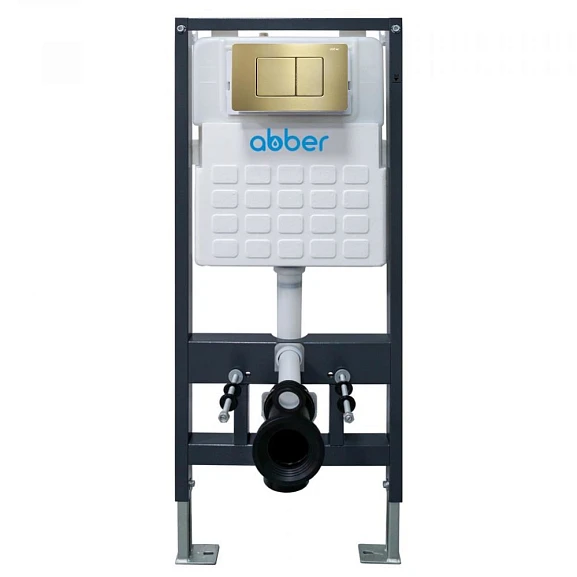 Инсталляция для подвесного унитаза ABBER AC0105 клавиша смыва AC0120MMG матовое золото