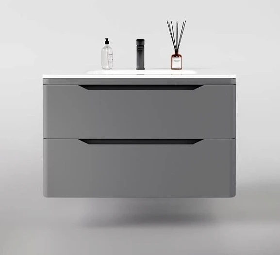 Тумба под раковину Style Line Марелла Люкс 90 подвесная серая матовая