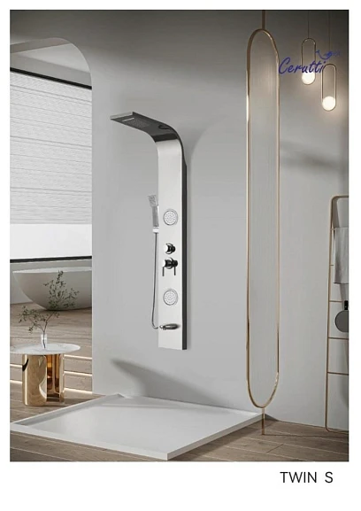 Душевая панель Ceruttispa Twin S CT9987 серебро с изливом