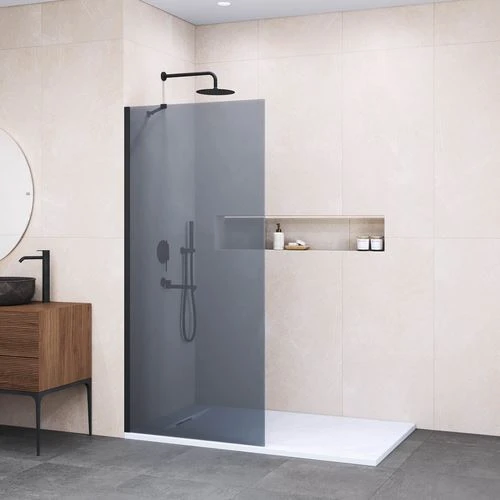 Душевая перегородка RGW Walk-in WA-110-B 100*195 стекло тонированное профиль черный матовый без поддона