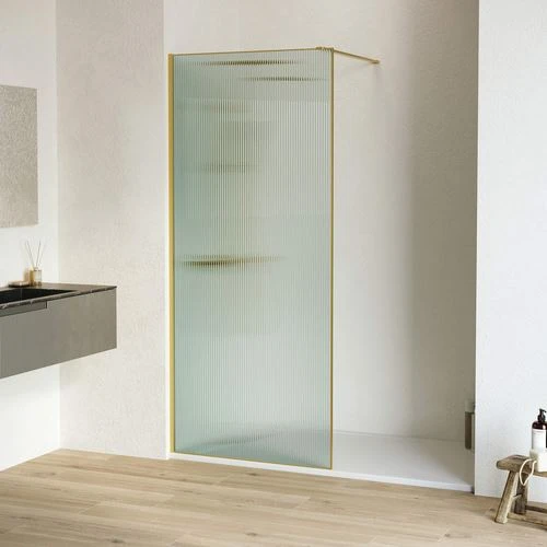 Душевая перегородка RGW Walk-in WA-08-G 80*195 стекло рифленое профиль брашированное золото без поддона