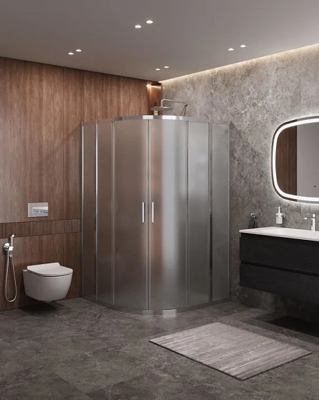 Душевой уголок Cezares Molveno MOLVENO-R-22-90+30-P-Cr 120*120*195 стекло рифленое без поддона