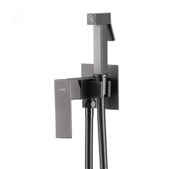 Смеситель с гигиеническим душем ABBER Daheim AF8226NG скрытый монтаж вороненая сталь