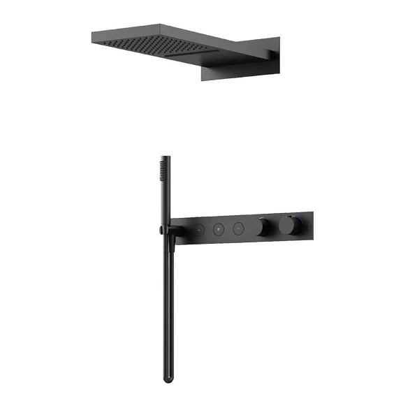 Душевой комплект Sancos Linn SC9023MB с термостатом скрытый монтаж черный матовый