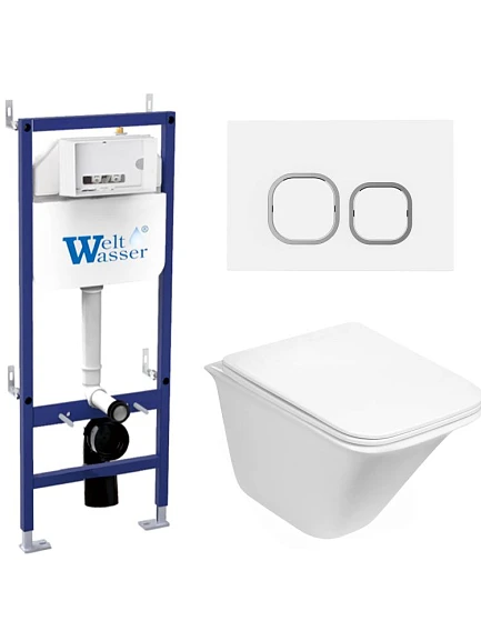Комплект инсталляции WeltWasser Bamberg 460 унитаз Rotbach 004 GL-WT клавиша смыва Bamberg WT белая