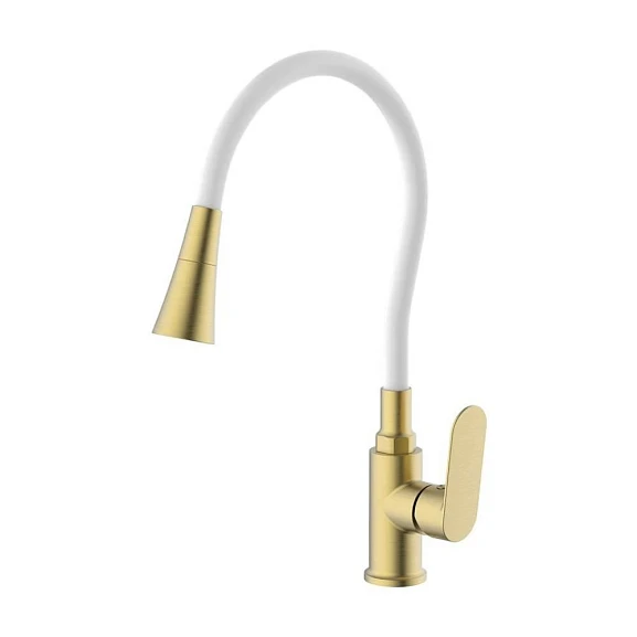 Смеситель Splenka S41.43.03 для кухни с гибким изливом золотой сатин