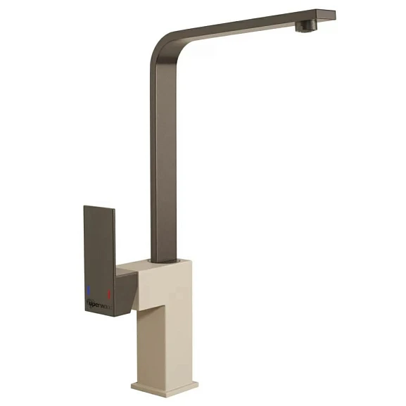 Смеситель Uperwood UPD-002-08 для кухни вороненая сталь/бежевый