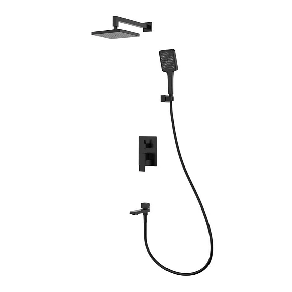 Душевой комплект Splenka S01.27.06 с изливом скрытый монтаж черный матовый