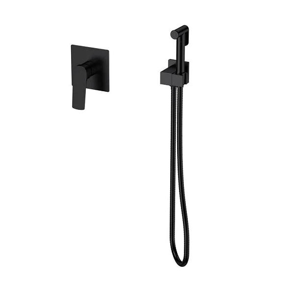 Гигиенический душ со смесителем Splenka S30.53.06 скрытый монтаж черный матовый