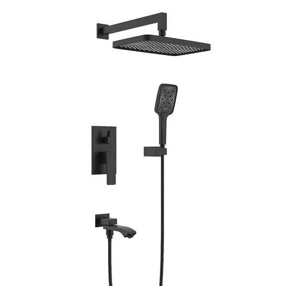 Душевой комплект Raglo R01.27.06 с изливом скрытый монтаж черный матовый