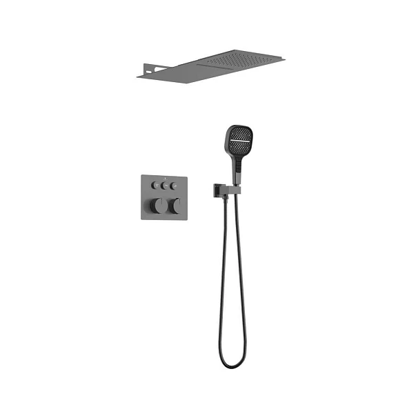 Душевой комплект Vincea VSFW-401TGM с термостатом скрытый монтаж вороненая сталь