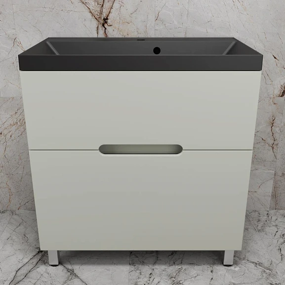 Тумба с раковиной Style Line Матис 80 напольная олива (раковина Asti 80*45 антрацит)