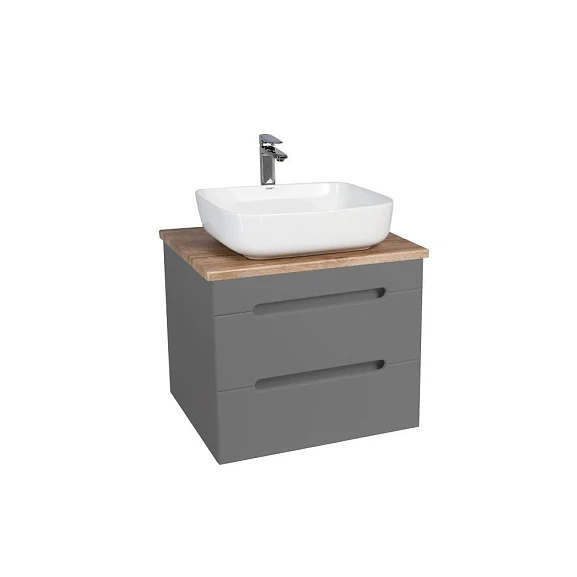 Тумба с раковиной Viant Марсель VMAR57NG-T2YP 60 подвесная со столешницей L57 графит (раковина Moduo 50 Square)
