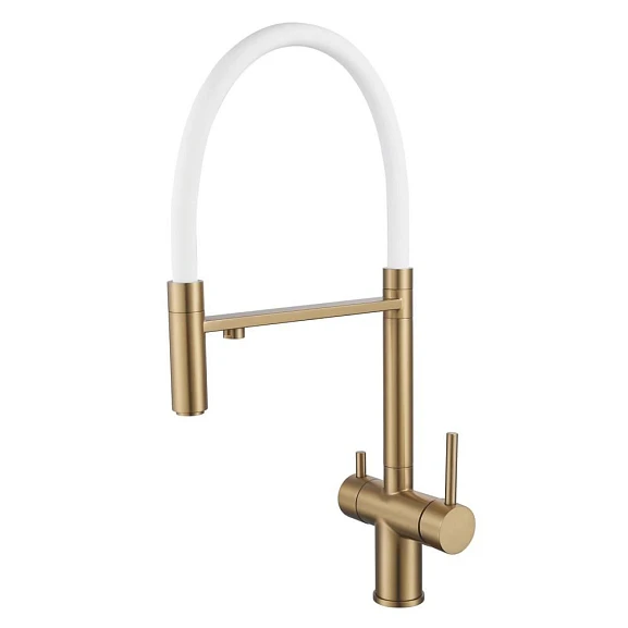 Смеситель Shevanik для кухни с подключением фильтра S178G брашированное золото