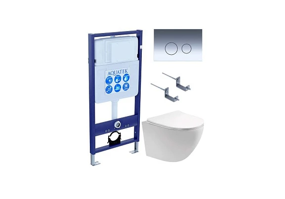 Комплект инсталляции Aquatek Европа (рама Aquatek Standard INS-0000012+крепеж KKI-0000002+клавиша KDI-0000018+унитаз AQ1901-00 с тонким сиденьем)