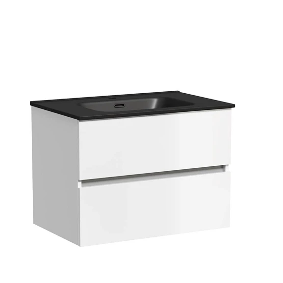 Тумба с раковиной Sancos Urban 70 белый глянец (раковина Element CN7007MB черная матовая)