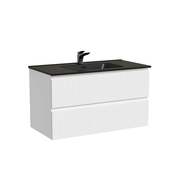 Тумба с раковиной Sancos Snob T 90 Bianco (раковина Element CN7002MB черная матовая)