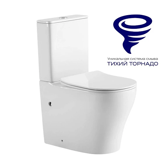 Унитаз-компакт Prato Кодэ 6092А 37*66 безободковый Торнадо с крышкой-сиденьем микролифт