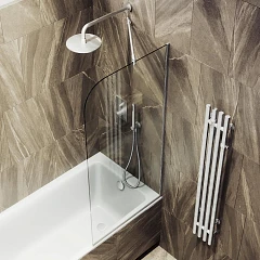 Душевая шторка на ванну MaybahGlass MGV-144-5у 64*140 профиль матовый хром стекло прозрачное