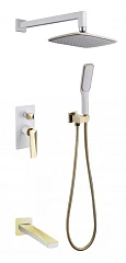 Душевой комплект Boheme Venturo 384-W-2 с изливом белый матовый/золото