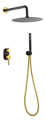 Душевой комплект Boheme Uno 464-BG черный матовый/золото