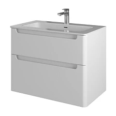 Тумба с раковиной Briz Эстель 80 белый глянец (раковина Prato MAT 80 с донным клапаном)