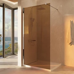 Душевая перегородка Vincea Walk-In 100*200 стекло янтарь профиль хром без поддона