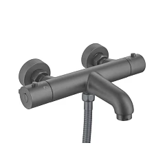 Смеситель Aquatek Вега AQ1043BGM для ванны и душа с термостатом вороненая сталь