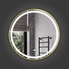 Зеркало Comforty Лея 75 с Led подсветкой сенсорый выключатель антизапотевание золото брашированное