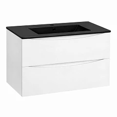 Тумба с раковиной Vincea Mia 75 белый глянец (черная раковина)