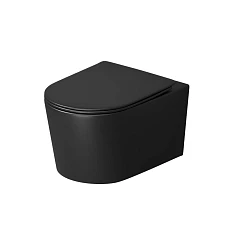 Подвесной унитаз Grossman Tornado GR-4499BMSQ 36*52 черный матовый безободковый смыв торнадо с крышкой-сиденьем микролифт Slim