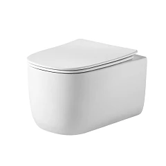 Подвесной унитаз Grossman Thin Rim GR-5605SQ 37,4*52 безободковый со смывом торнадо тонкий ободок с крышкой-сиденьем микролифт