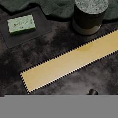 Душевой лоток Veconi Stesso VS800G боковой выпуск брашированное золото