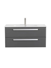 Тумба с раковиной Cezares Эко-Кер-Н/Eco-Cer-N 100 темно-серая матовая (раковина CZR-8095-100, ручки сатин)