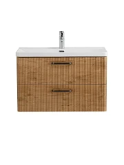 Тумба с раковиной BelBagno Дуэ/Due 80 Rovere Nature, ручки матовый темный никель