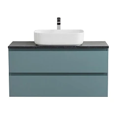 Тумба с раковиной BelBagno Крафт/Kraft 100 голубая матовая со столешницей Marmo Nero Opaco