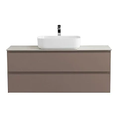 Тумба с раковиной BelBagno Крафт/Kraft 120 с двумя ящиками бежевая матовая (столешница Cemento)