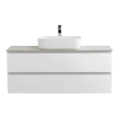 Тумба с раковиной BelBagno Крафт/Kraft 120 с двумя ящиками Bianco Opaco (столешница Cemento)