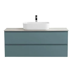 Тумба с раковиной BelBagno Крафт/Kraft 120 с двумя ящиками голубая матовая (столешница Cemento)