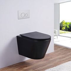 Подвесной унитаз Esbano Clavel 36*48 Matt Black безободковый с крышкой-сиденьем микролифт Slim