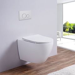 Подвесной унитаз Esbano Azalea 36,5*48 White безободковый с крышкой-сиденьем микролифт Slim