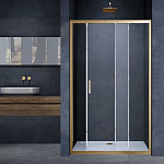 Душевая дверь в нишу Vincea Alpha 150*190 L/R профиль брашированное золото без поддона Душевая дверь в нишу Vincea Alpha 150*190 L/R профиль брашированное золото без поддона