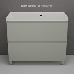 Тумба с раковиной Style Line Манхэттен 100 напольная олива (раковина Asti 100*45 жасмин)