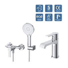 Комплект смесителей BelBagno Aurora AURORA-ESDM/LVM-CRM (смеситель для душа и смеситель для раковины) Комплект смесителей BelBagno Aurora AURORA-ESDM/LVM-CRM (смеситель для душа и смеситель для раковины)