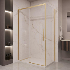 Душевой уголок Vincea Stella 140*90 профиль брашированное золото без поддона