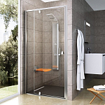 Душевая дверь в нишу Ravak Pivot PDOP2-120 120*190 профиль сатин, стекло Transparent, ручки сатин без поддона Душевая дверь в нишу Ravak Pivot PDOP2-120 120*190 профиль сатин, стекло Transparent, ручки сатин без поддона